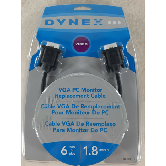 Dynex VGA PC Monitor Replacement Cable DX-C102111 6 Feet 1.8 Meters Dynex Video - Picture 1 of 3